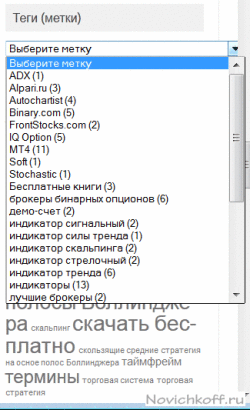 раскрытый список меток